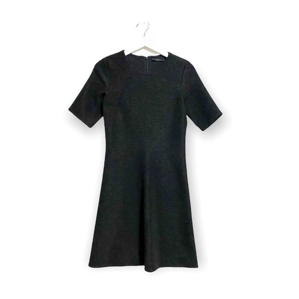 COS Textured Short Sleeve Black Dress Size XS